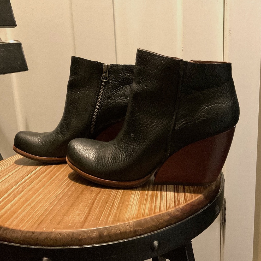 Black leather booties